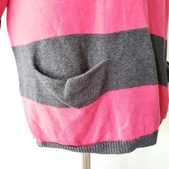 Caslon Tunic Sweater Striped Pink Gray Roll Tab S - Picture 7 of 10